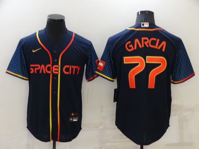 Men Houston Astros 77 Garcia Blue City Edition Game Nike 2022 MLB Jerseys